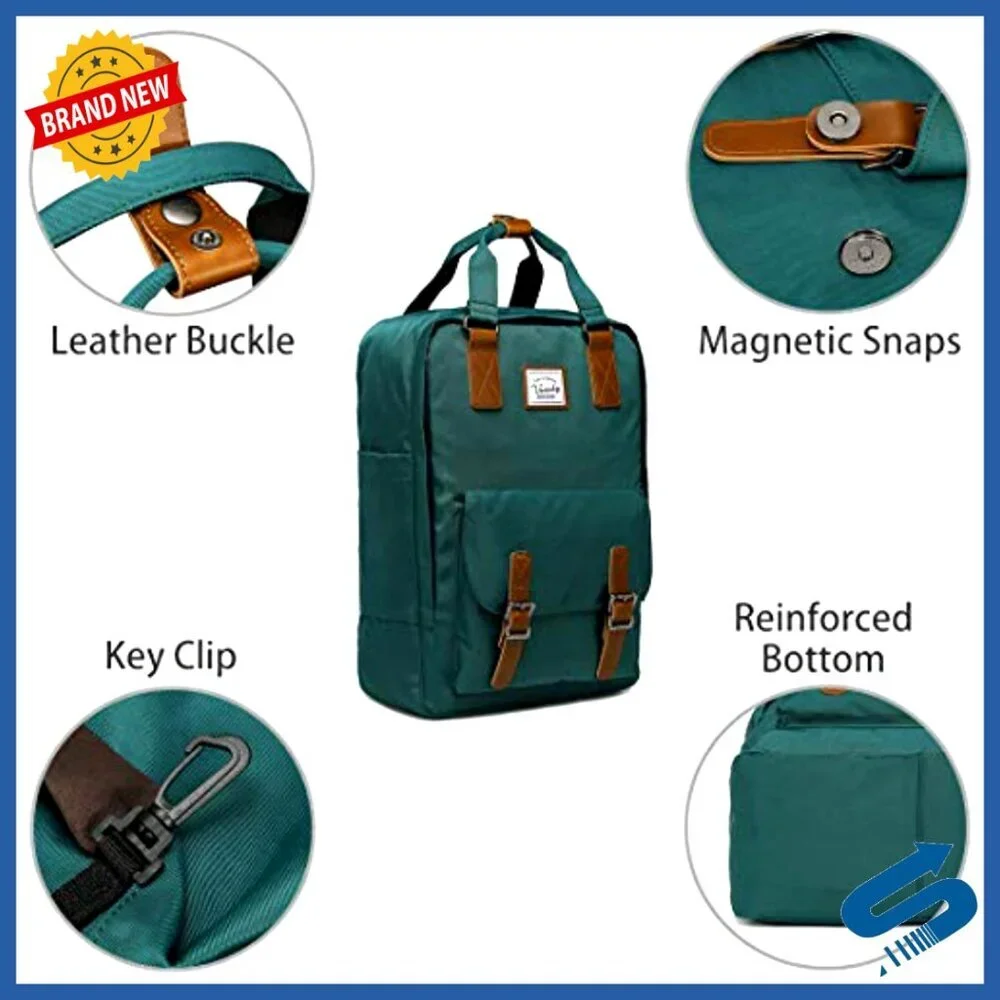 Vintage Water Resistant Daypack Casual Rucksack Unisex College Bookbag - Picture 4 of 6